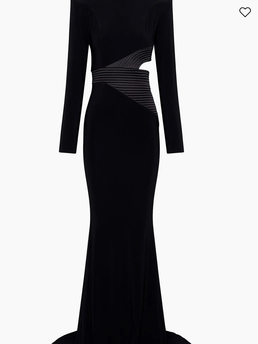 Zhivago Black Long-Sleeve Cutout Gown with Ribbed Waist Detail